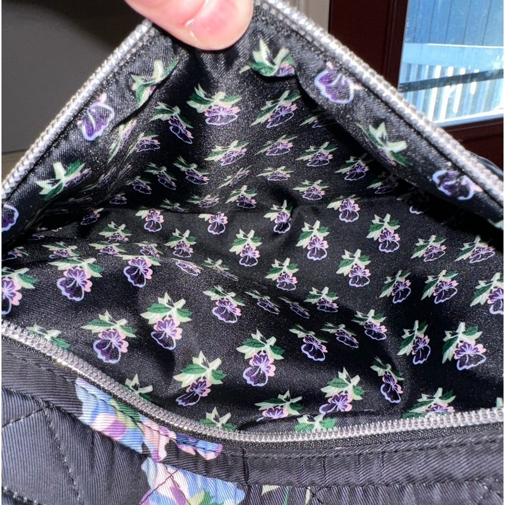 Vera Bradley Black Quilted Tote with Purple Floral Pattern - Picture 6 of 9